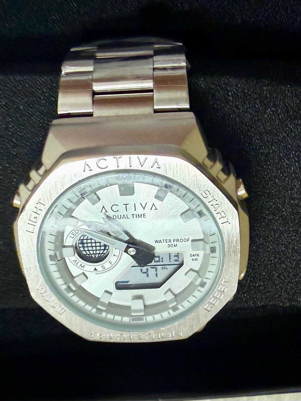 Activa x Invicta ACWM423-003 Silver Blue Analog Digital Watch NIB